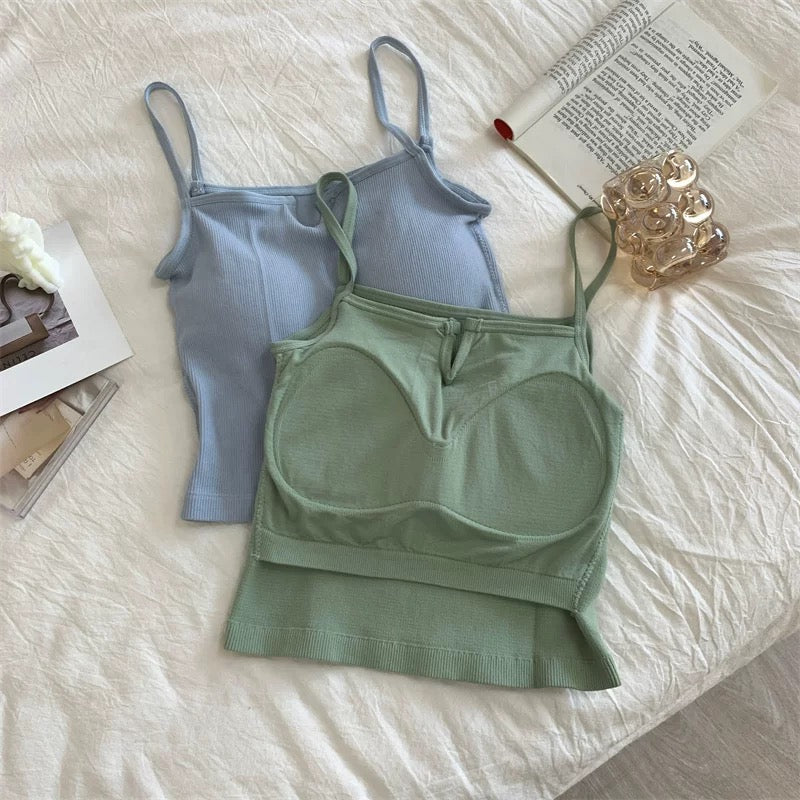 Verona V-Ribbed Built-in Bra Top